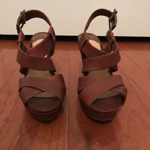 Tan Strappy Wedges